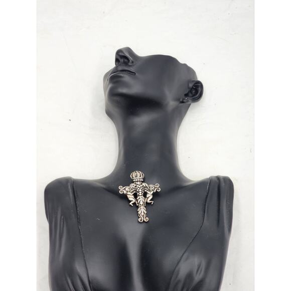 Andrea Barnett Cross Pendant Cherubim Sterling Silver Vintage Religious Jewelry - Picture 11 of 11